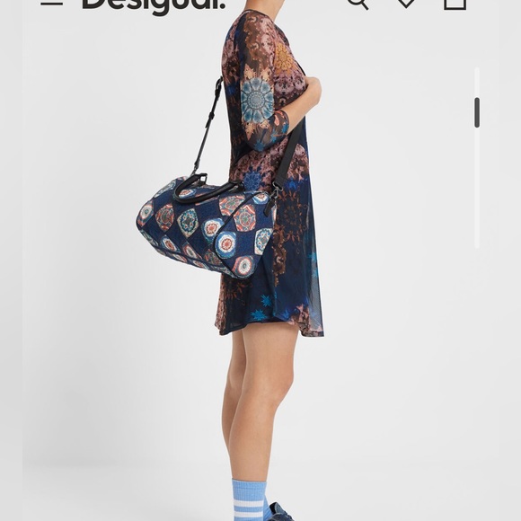 Desigual Women’s Denim Patchwork Bowling Bag - Picture 2 of 10